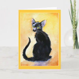 Jolie carte de voeux en chaton noir ou chaton