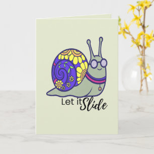 Jolie carte de vœux escargot « Laissez glisser » –
