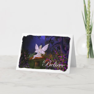 Jolie carte de vœux fantasy de la fée rose