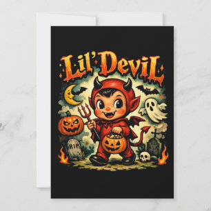 Jolie carte de vœux Halloween de petit diable vint