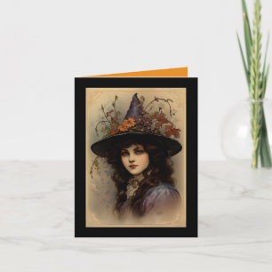 Jolie carte de vœux Halloween de sorcière
