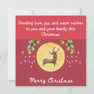 Jolie carte de vœux pliée Joyeux Noël avec renne