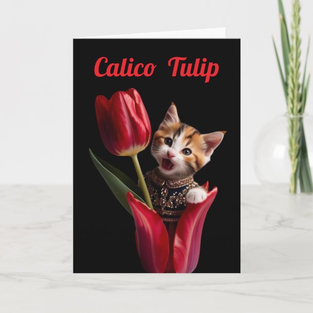 Jolie carte de vœux tulipe calico (Devant)