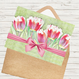 Jolie carte de vœux Tulipes de printemps