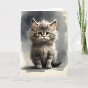 Jolie carte de vœux vierge avec portrait de chat t