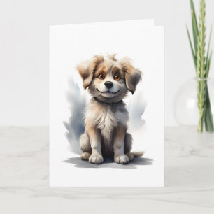 Jolie carte de vœux vierge de chiot souriant et du