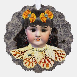 Jolie carte d'ornement de poupée Vampire