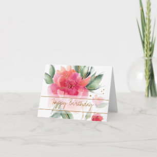 Jolie carte florale à l'aquarelle rose rose