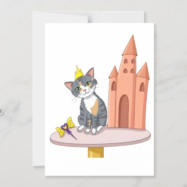 Jolie carte magnétique de princesse chat avec chât (Recto)