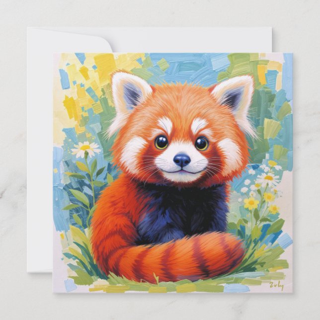 Jolie carte Panda Rouge.  (Devant)