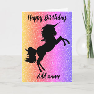 Jolie carte personnalisée d'anniversaire de licorn