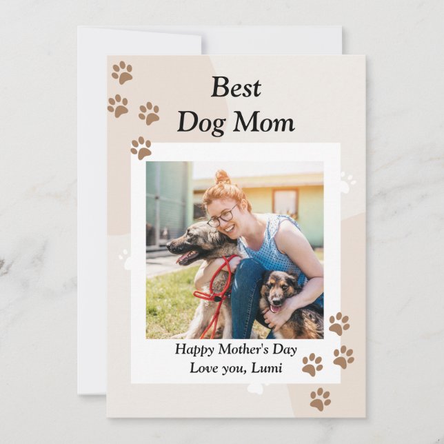 Jolie carte personnalisée de meilleure maman chien (Devant)