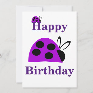 Jolie carte plate de naissance coccinelle violette
