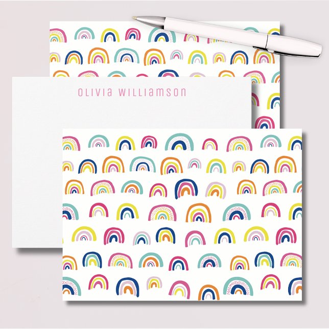 Jolie carte postale arc-en-ciel (Cute rainbow personalized name notecards.  Perfect for thank you messages & personalised stationery.)