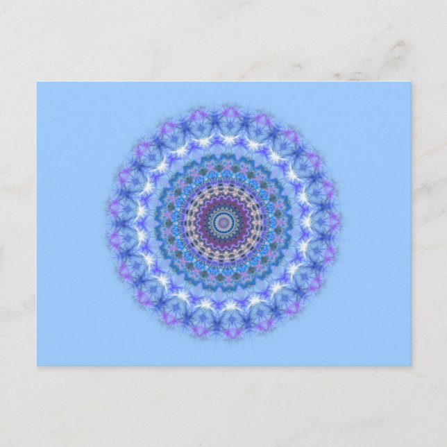 Jolie carte postale bleu Kaleidoscope Mandala (Devant)