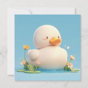 Jolie carte postale de canard en argile 3D avec fl