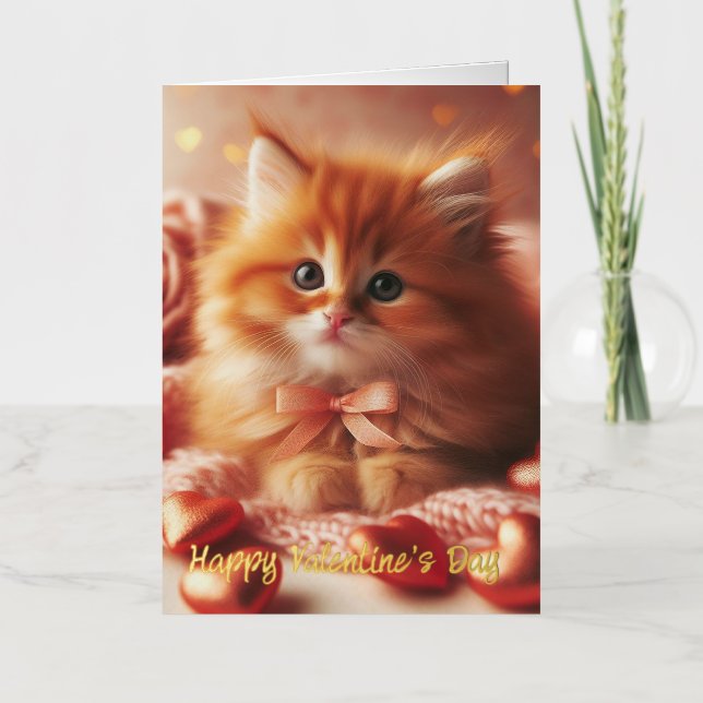 Jolie carte postale de chaton de la Saint-Valentin (Recto)
