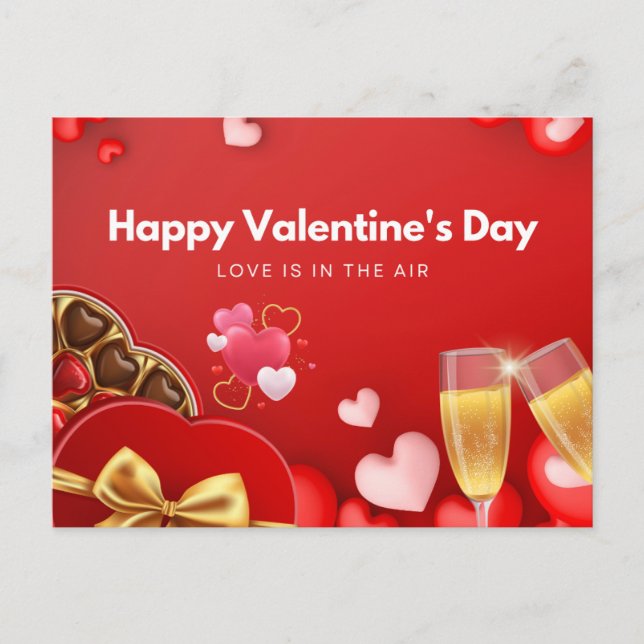 Jolie Carte Postale de la Saint-Valentin Cœur Roug (Devant)