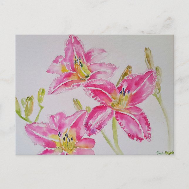 Jolie carte postale de peinture aquarelle Lily en  (Devant)