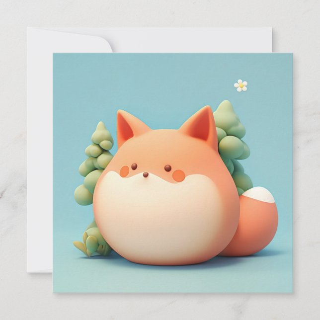 Jolie carte postale du renard roux en argile 3D da (Devant)