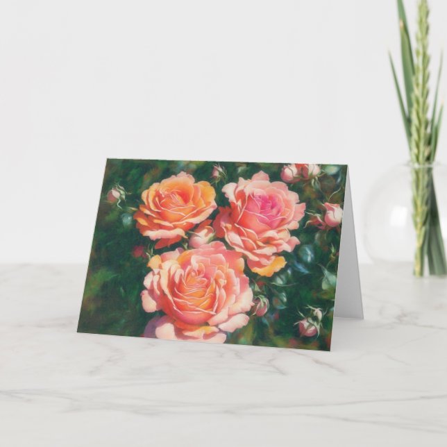 Jolie carte Rose Trois fleurs Art Note Card (Devant)