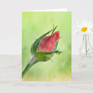 Jolie carte rouge Rose Boud Floral Art Note