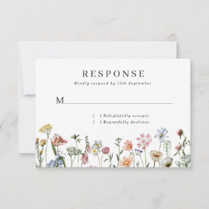 Jolie carte RSVP de mariage Fleur sauvage