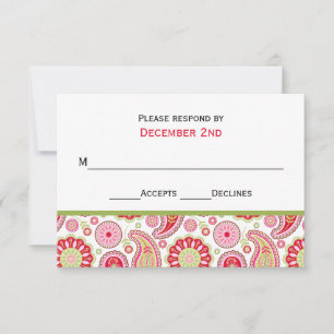 Jolie carte RSVP de mariage Paisley