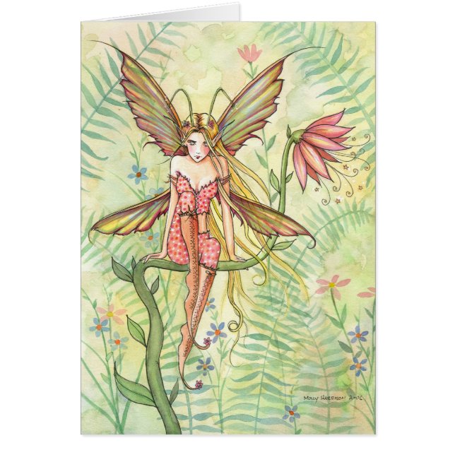 Jolie carte vierge de la fée de la fleur de bug de (Devant)