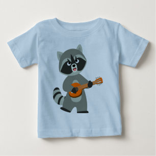 Jolie Cartoon Raccoon Jouer Banjo Baby T-Shirt