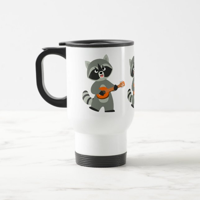 Jolie Cartoon Raccoon Jouer Banjo Commuter Mug (Gauche)