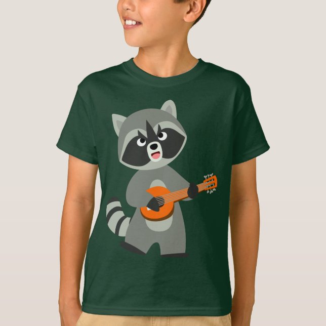 Jolie Cartoon Raccoon Jouer Banjo T-Shirt pour enf (Devant)