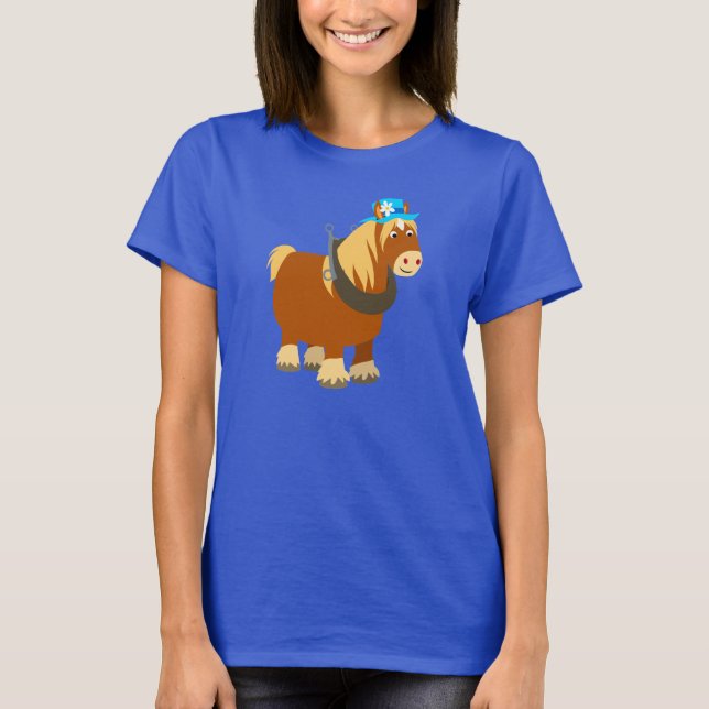 Jolie Cartoon Trait Breton Cheval Femmes T-shirt (Devant)