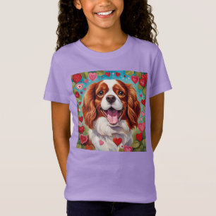 Jolie Cavalier Coeur Chiot Enfants Filles T-shirt