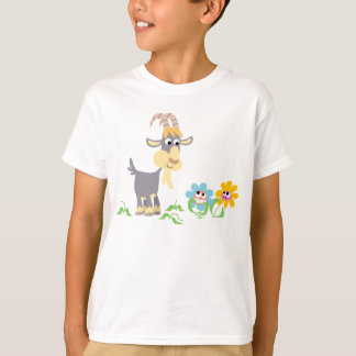 Jolie chèvre caricaturale et Fleurs T-shirt enfant