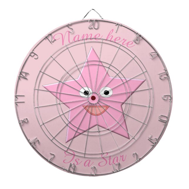 Jolie Cible de flechettes personnalisée Rose Star (Devant)