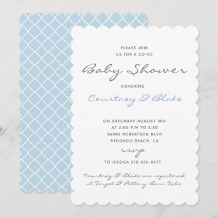Jolie co-Ed Baby Invitation Bleu