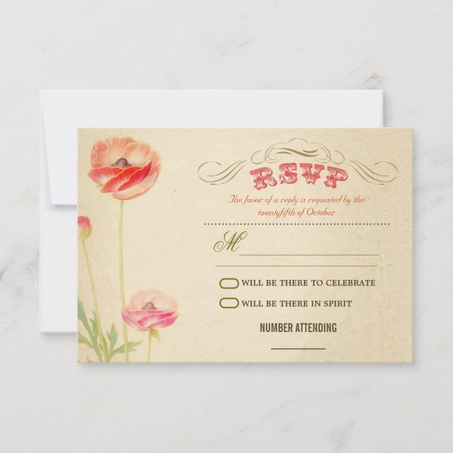 jolie conception de mariage vintage RSVP (Devant)
