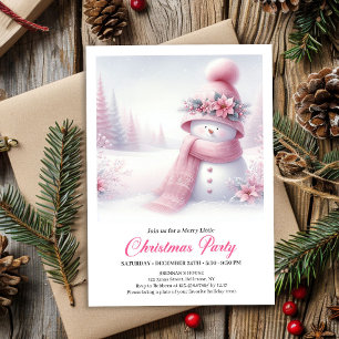 Jolie Coquette Bonhomme de Neige Rose Invitation d