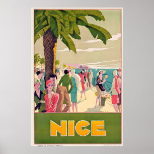 Jolie Cote D'Azur France Affiche de Voyage Vintage