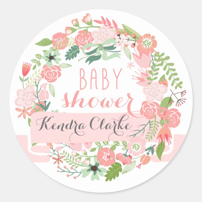 JOLIE COUCHE FLORALE | BABY SHOWER STICKERS (Devant)