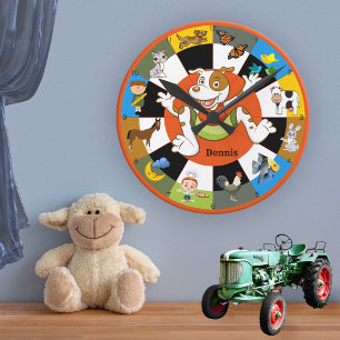 Jolie couleur Enfants Animal Mur Horloge