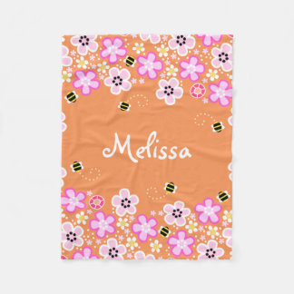 Jolie couverture fleurie et blanc d'abeilles