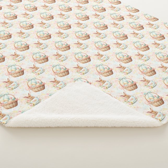 Jolie couverture Sherpa lapin de Pâques (3/4)