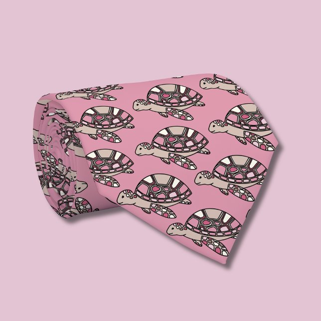 Jolie cravate rose tortue de mer (Sea Turtle Pink tie )