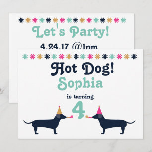 Jolie Dachshund Wiener Dog Invitation Anniversaire