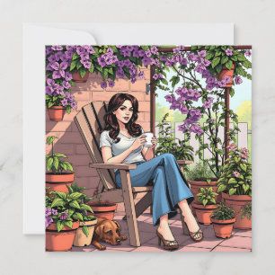 Jolie Dame Boire Du Café Relaxant Dehors