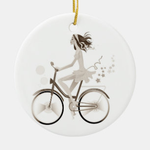 * JOLIE DAME EN VÉLO* ORNEMENT DE NOËL
