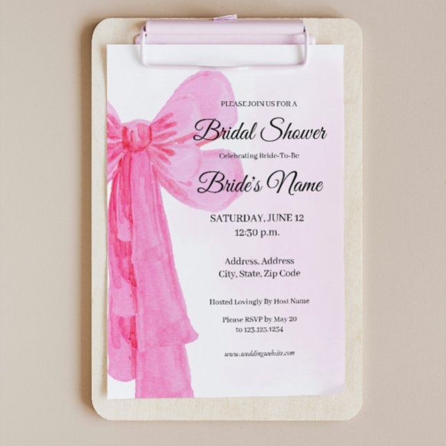 Jolie dans Pink Bow nuptiale de douche Invitation (Créateur téléchargé)