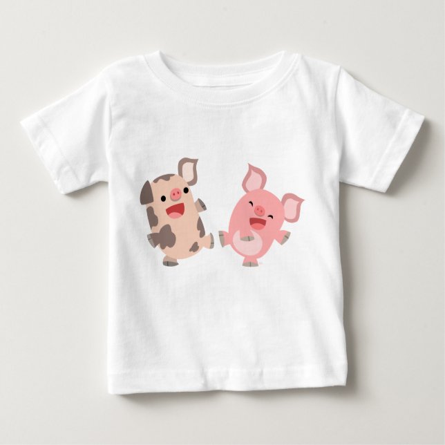 Jolie Danser Cartoon Pigs Baby T-shirt (Devant)